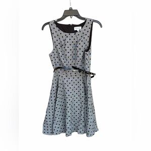 Elle Black & White Polka Dot Fit & Flare Dress Size 4 with Belt